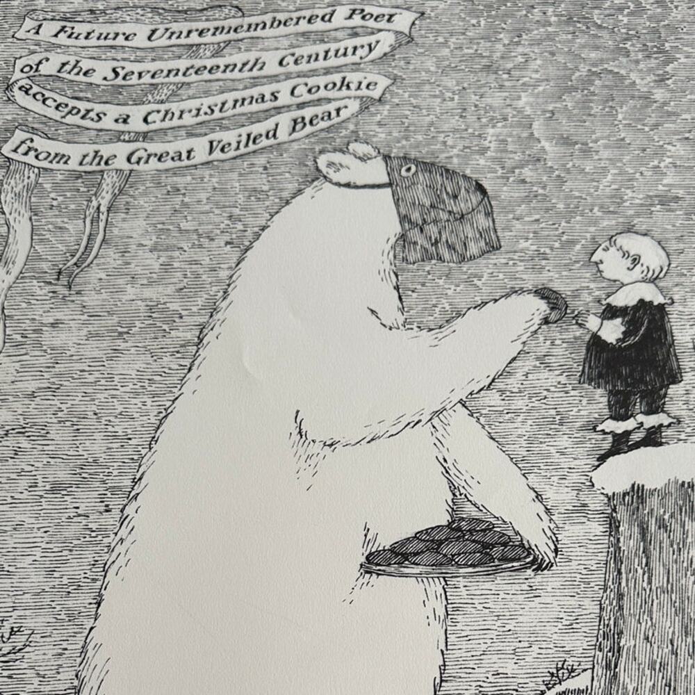 Edward Gorey Great Veiled Bear Art Print 16x11" Illustration ~ 260217-WH 776